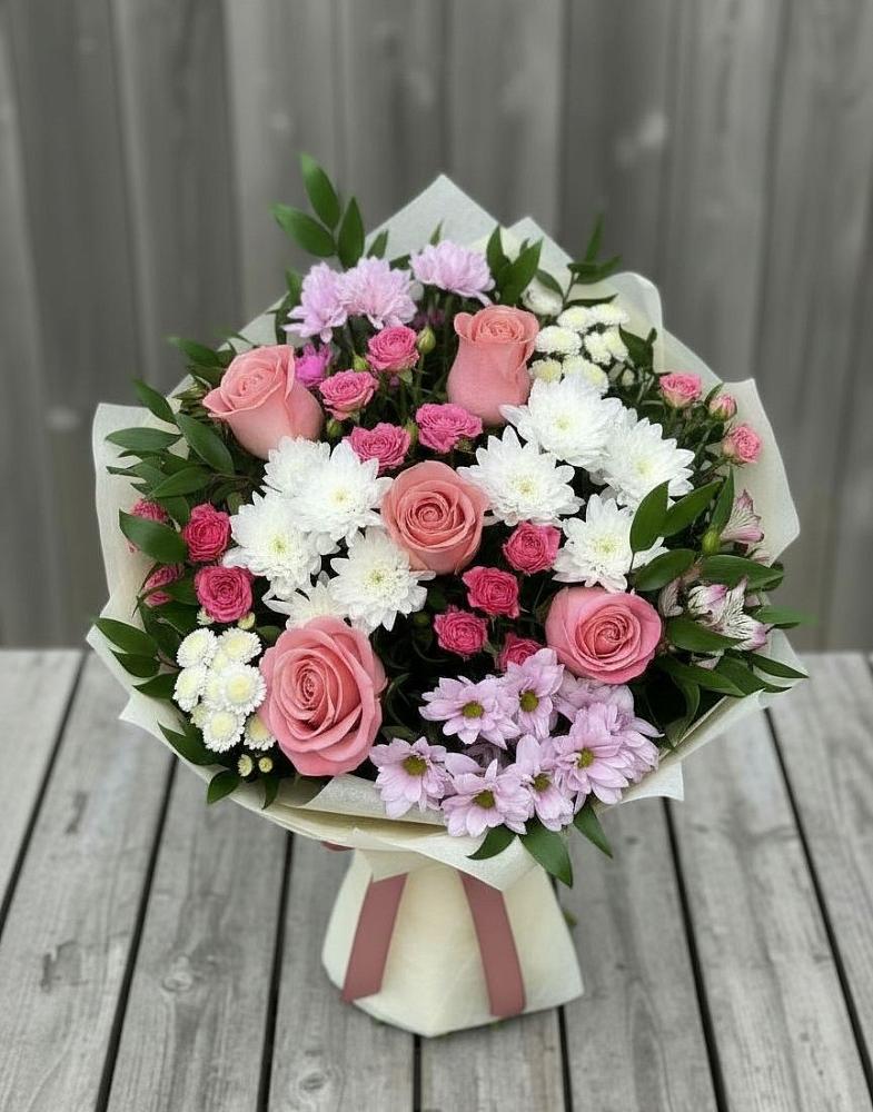 Букет цветов из: Альстромерии, Гвоздики, Розы и Хризантемы в Инзе