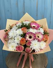 Букет цветов из:  Розы, Герберы и Хризантемы #REPLACE_PRED# Инзе