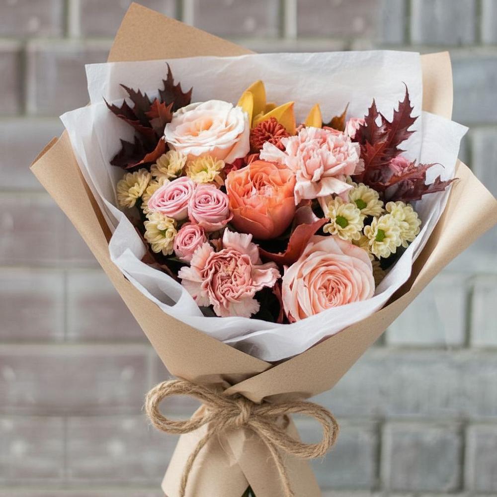 Букет цветов из: Гвоздики, Хризантемы и Розы в Инзе