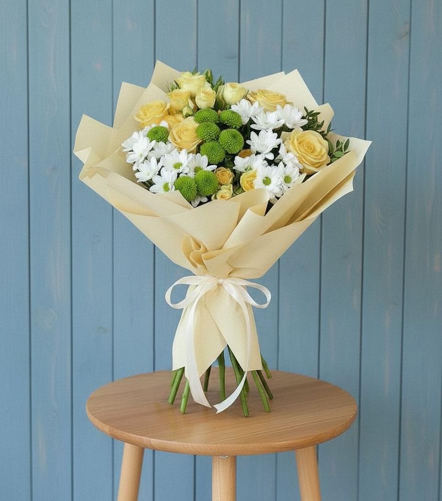 Букет цветов из: Хризантемы и Розы в Инзе