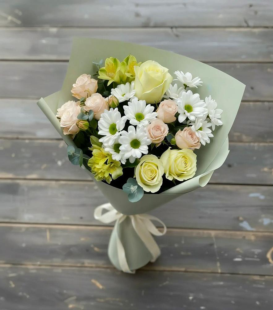 Букет цветов из: Альстромерии, Розы и Хризантемы в Инзе