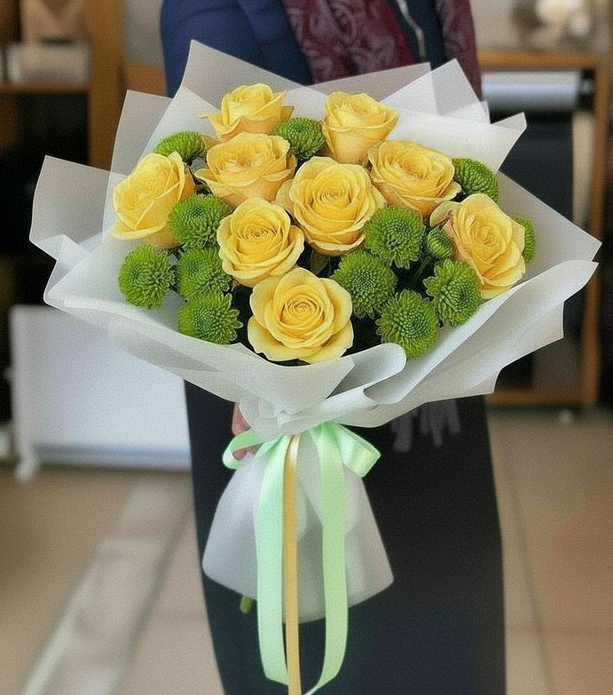 Букет цветов из: Хризантемы и Розы в Инзе