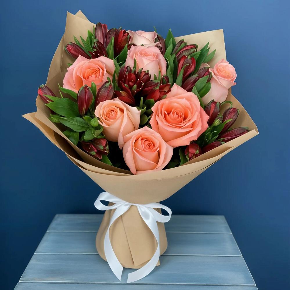 Букет цветов из: Розы и Альстромерии в Инзе