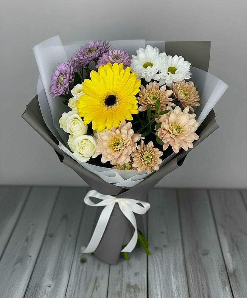 Букет цветов из: Розы, Герберы и Хризантемы в Инзе