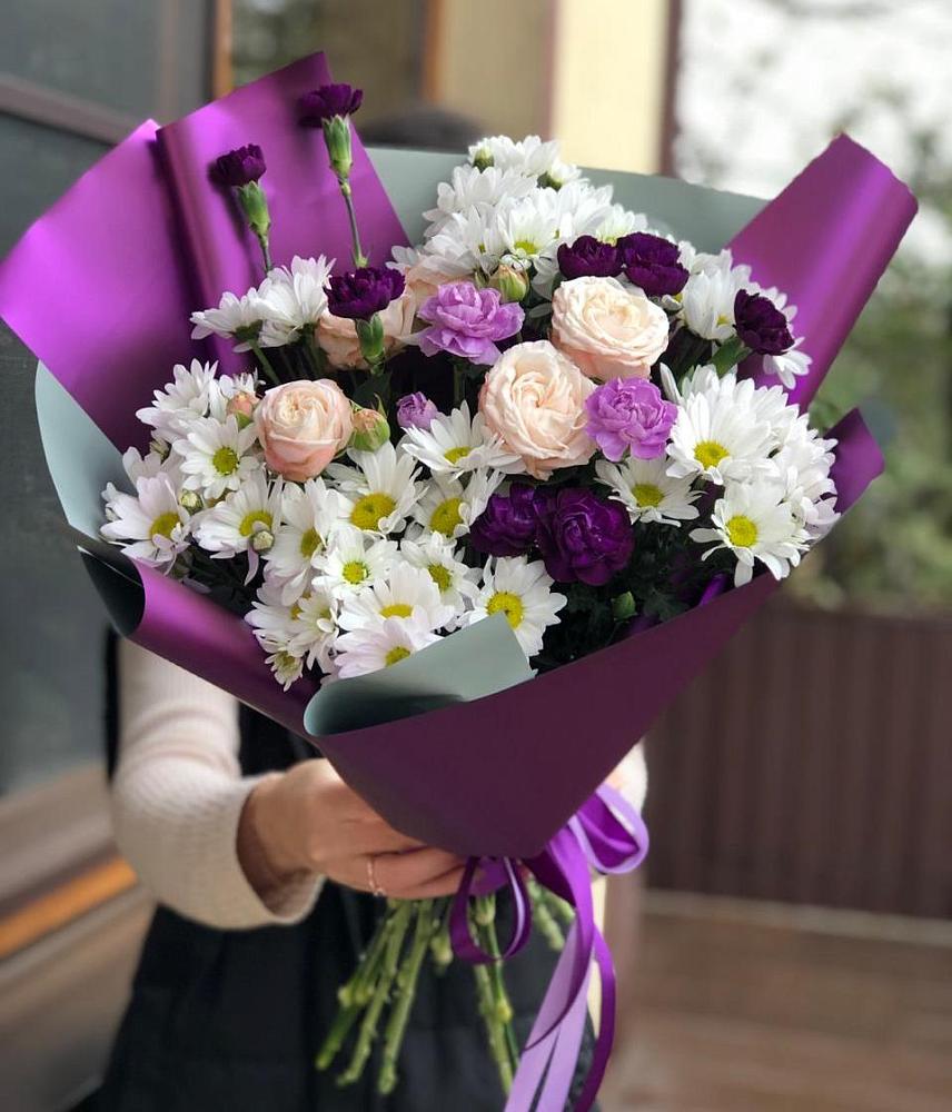 Букет цветов из: Хризантемы, Гвоздики и Розы в Инзе