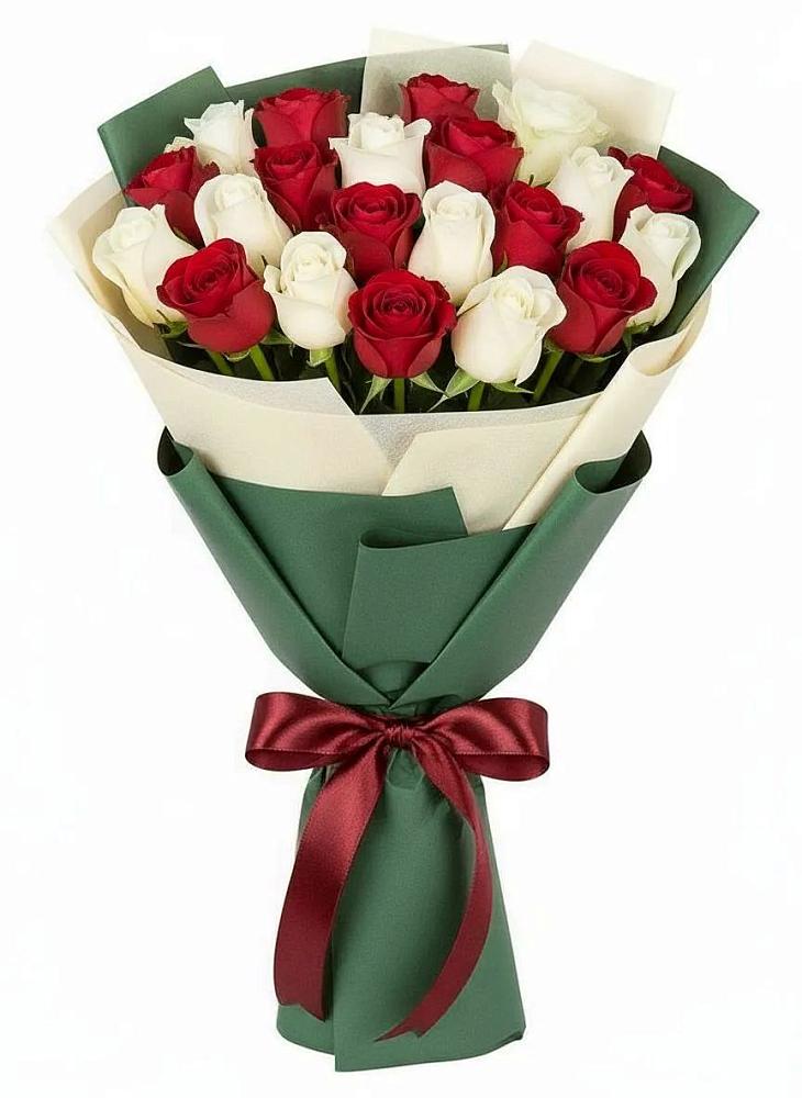 Букет Микс из красных и белых роз в Инзе