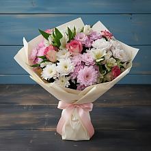 Букет цветов из:  Хризантемы, Альстромерии и Розы в Инзе