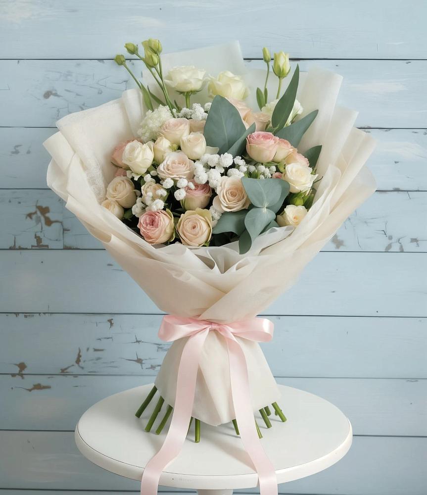 Букет цветов из: Розы и Лизиантусы в Инзе