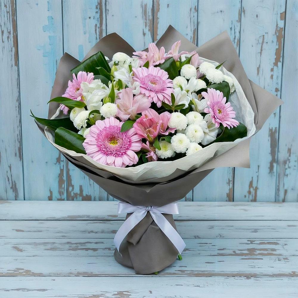 Букет цветов из: Герберы, Альстромерии и Хризантемы в Инзе